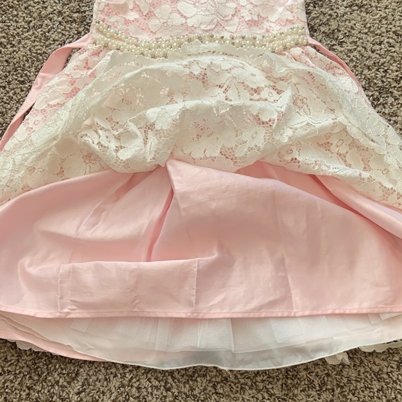 Pink dress Elegant Pink Lace Kids Dress T5 - Picture 5 of 9